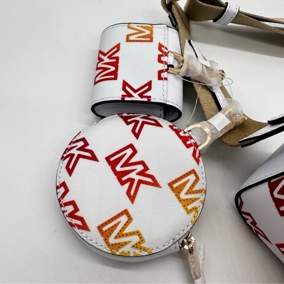 Michael Kors Jet Set Price Medium Crossbody W Tech Accessories Rainbow MK Logo - Picture 9 of 12